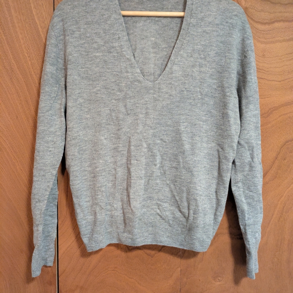 Gray V-Neck Women's Sweater